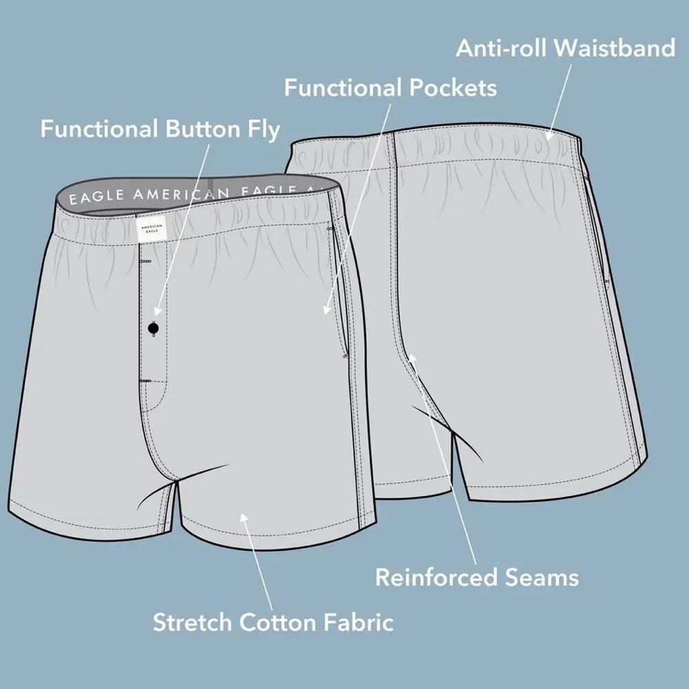 AE Blue White Gray Stripes 4” Stretch Pocket Boxer